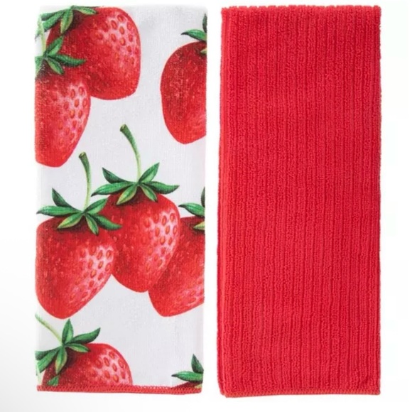 Source Unknown Other - Strawberry (5) Print Kitchen Towel Set - Red and White